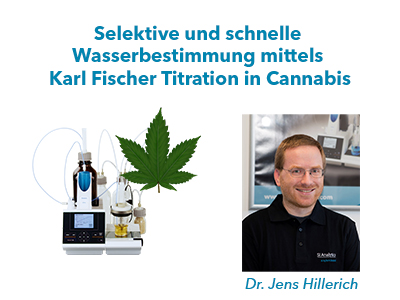 Selektive und schnelle Wasserbestimmung  mittels Karl Fischer Titration in Cannabis<br>Datum: 09.04.2024<br> Zeit: 13:30 – 14:00 Uhr <br>Ort: Halle B1 / 131
