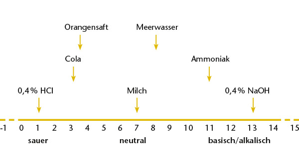 Der pH-Wert verschiedener Flüssigkeiten