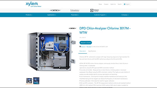 Screenshot English Product Page of WTW's Chlorine 3017M