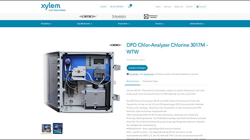 Screenshot deutsche Produktseite Chlorine 3017M von WTW