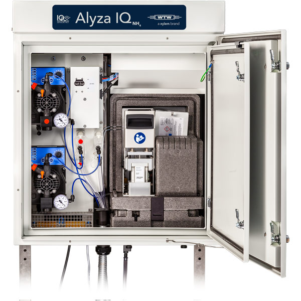 IQ Analyzer (product image) Alyza IQ NH4 (2 channel version) frontal view, open photometer unit