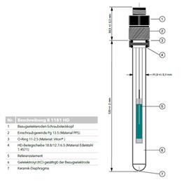 Prozess-Bezugselektrode mit Schraubsteckkopf (ATEX II 1/2G), Pastenelektrolyt, Keramikdiaphragma